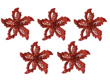 ЦВЕТЫ С КЛИПСАМИ Елочный цветок STAR STROK 5шт