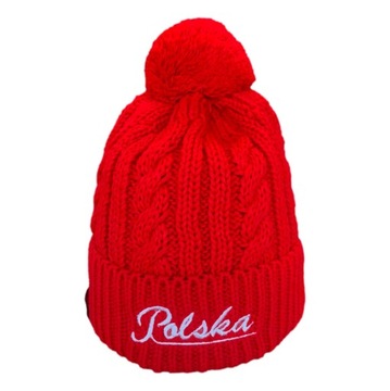 POLSKA CZAPKA ZIMOWA DAMSKA Z POMPONEM NOWOŚĆ