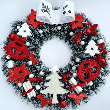 РОЖДЕСТВЕНСКИЙ ВЕНОК НА ДВЕРЬ, РОЖДЕСТВЕНСКИЙ ВЕНОК, ПЛАТЬЕ, 40 СМ, КРАСНЫЙ