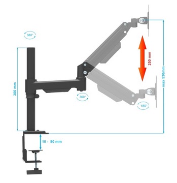 Настольный держатель монитора, регулируемый газовый поворотный механизм 10–32 дюйма