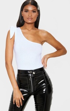PRETTYLITTLETHING 9T6 BIAŁE BODY WIĄZANIE R. M