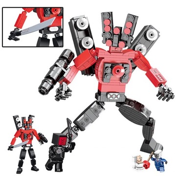 SKIBIDI TOILET KLOCKI KONSTRUKCYJNE FIGUREK TITAN TV MAN FIGURKA 407el 23CM