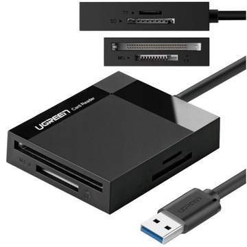 UGREEN CZYTNIK KART PAMIĘCI STACJA HUB USB A 3.0 4W1 SD MICROSD CF MS 0,5M