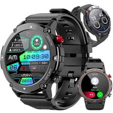 ZEGAREK SMARTWATCH MĘSKI MENU POLSKE Z ROZMOWAMI WODOODPORNE PULS SPORT