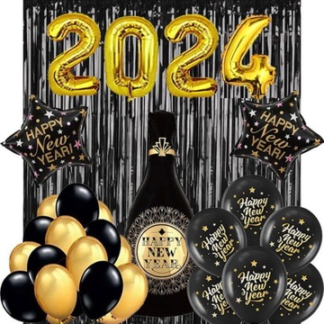 ZESTAW BALONY HAPPY NEW YEAR SYLWESTER 2024 24SZT
