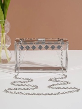 Kopertówka przezroczysta srebrna kuferek z kryształkami z cyrkoniami