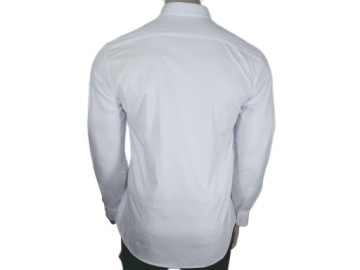 Белая мужская рубашка VIADI POLO хлопок эластан SLIM FIT - M 39/40
