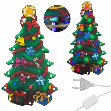 СВЕТЯЩАЯСЯ РОЖДЕСТВЕНСКАЯ ЕЛКА ДЛЯ ОКНА СВЕТОДИОДНАЯ ПОДАРОЧНАЯ RGB ВИТРАЖНАЯ ЛАМПА УКРАШЕНИЕ