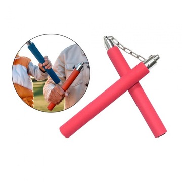 Nunczaki treningowe z pianki Wygodny uchwyt ze sznurkiem Nunchakus w kolorze chińskiej czerwieni