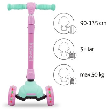 ТРЕХКОЛЕСНЫЙ САМОКАТ ДЛЯ ДЕВОЧКИ Kidwell JAX