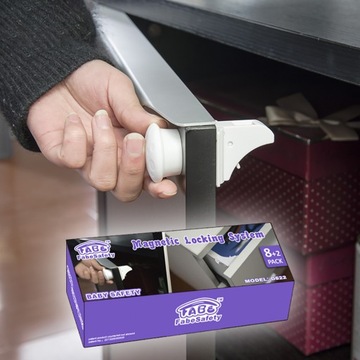 ЗАМОК МАГНИТНЫЙ ДЛЯ МЕБЕЛЬНЫХ ШКАФОВ И ЯЩИКОВ 8ШТ.