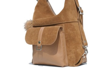 СУМКА ЖЕНСКАЯ КОЖАНАЯ ЗАМШЕВАЯ РЮКЗАК 2В1 А4 КРАСНАЯ