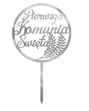 Topper Pierwsza Komunia Święta- srebrny TKS-5