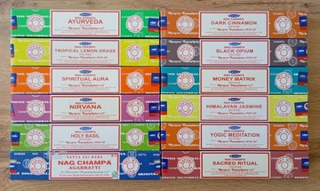 НАТУРАЛЬНЫЕ ИНДИЙСКИЕ АРОМАТНЫЕ ПАЛОЧКИ САТЬЯ МИКС 12 АРОМАТОВ 5 + БЕСПЛАТНО