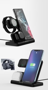 ИНДУКТИВНОЕ ЗАРЯДНОЕ УСТРОЙСТВО ДОК-СТАНЦИЯ APPLE IPHONE SAMSUNG QI USB 3IN1