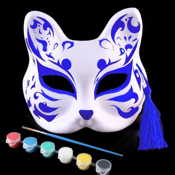 Бумажная белая маска кота для самостоятельной росписи, 3 шт.
