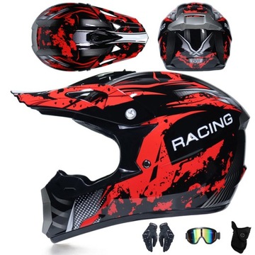KASK CROSSOWY DZIECIĘCY MOTOR ENDURO QUAD +RĘKAWICE+GOGLE
