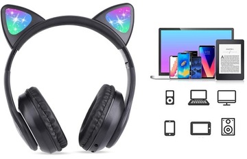 БЕСПРОВОДНЫЕ НАУШНИКИ С МИКРОФОНОМ ЦВЕТНЫЕ СВЕТОДИОДНЫЕ КОШАЧЬИ УШИ ДЛЯ ДЕТЕЙ