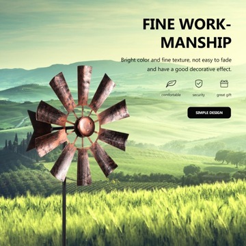 Садовые украшения для газона Большие металлические вертушки