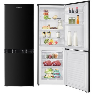 LODÓWKA Z ZAMRAŻARKĄ 207L LED WYSOKOŚĆ 150cm CHŁODZIARKA CZARNA