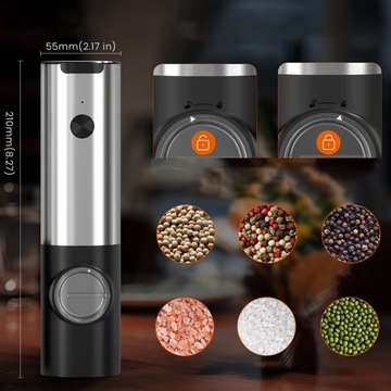 ЭЛЕКТРИЧЕСКАЯ МЕЛЬНИЦА ДЛЯ СОЛИ И ПЕРЦА LED USB 25W