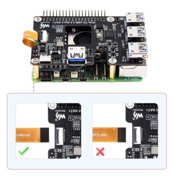 USB 3.2 PCIe удлинитель для Raspberry Pi 5, PCIe HUB для 4 x USB