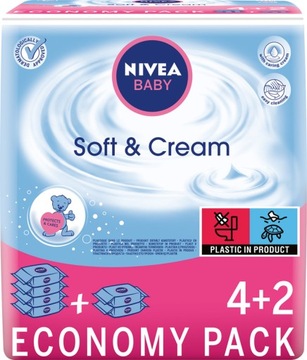 NIVEA BABY SOFT CREAM Chusteczki mokre dla dzieci z pantenolem 378szt.