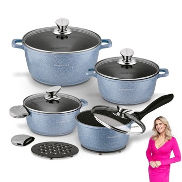 Zestaw GARNKÓW RONDEL Pokrywka INDUKCJA Konighoffer Pollo Blue 16/20/24