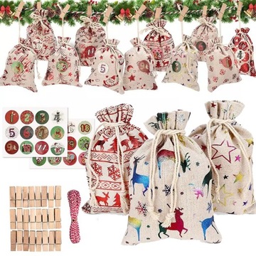 АДВЕНТ-КАЛЕНДАРЬ ДЛЯ ДЕТЕЙ, НАБОР НАКЛЕЙКИ НА СУМКИ «Сделай сам», 24 ПОДВЕСНЫХ НАБОР 2023 г.