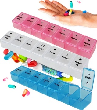 3x PUDEŁKO NA LEKI TABLETKI CAŁY TYDZIEŃ 3 KOLORY: RANO POŁUDNIE WIECZÓR