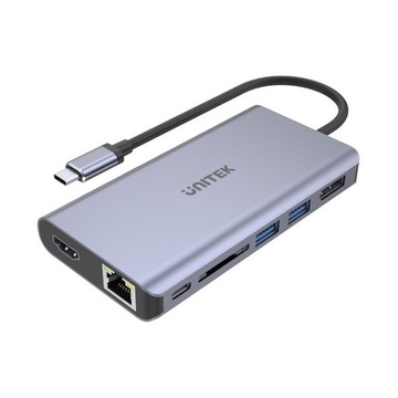 Unitek USB-C - 2x USB 3.1 HDMI DP RJ-45 czytnik SD