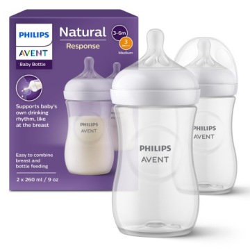 PHILIPS AVENT ZESTAW BUTELEK NATURAL RESPONSE 2x260ml SCY903/02 SMOCZKI 3-6