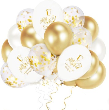Balony Komunijne Pierwsza Komunia Święta - 15szt