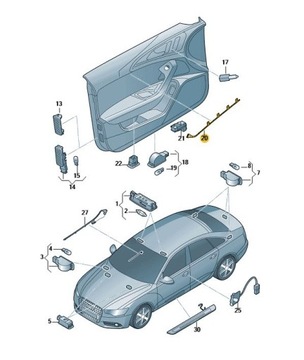 NOVÉ ORIGINÁLNÍ AUDI OE LIŠTA Z ŽÁROVKAMI 4G0919174A