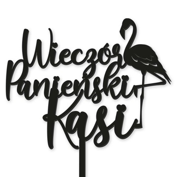 TOPPER WIECZÓR PANIEŃSKI IMIĘ FLAMING NAPIS CZARNY