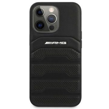 Чехол для iPhone 14 Pro черного цвета с тиснеными линиями AMG