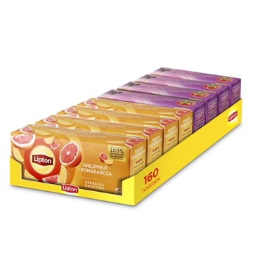 Zestaw Lipton herbatka owocowa mix Grejpfrut Pomarańcza, Malina Bez 8x20szt