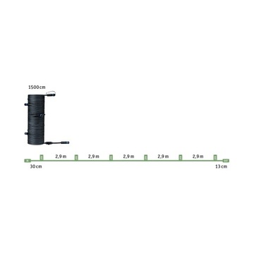 Соединительный кабель Plug & Shine, 15 м, 1 вход-7 выходов, IP68, черный пластик