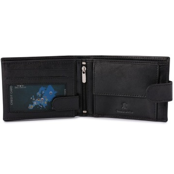 Мужской классический черный кожаный кошелек, натуральная кожа, большой, с RFID-застежкой