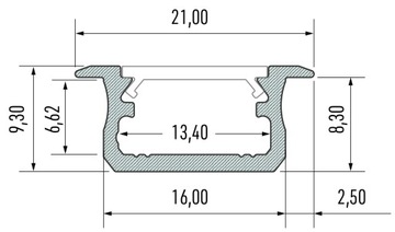 Profil LED aluminiowy do taśmy Worthy-B + Klosz 2m