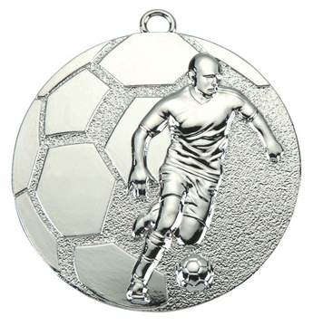 Medal Srebrny 50mm piłka nożna, nagroda+ Nadruk