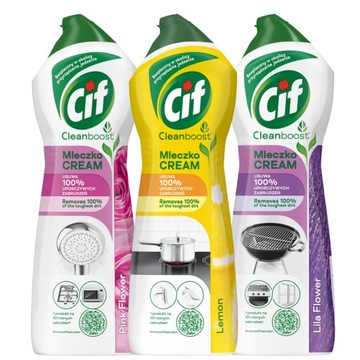 Cif Cream Mleczko do czyszczenia MIX Lila, Pink, Lemon 3x780g