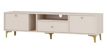 Komoda RTV TOKYO A 180x40 nóżki złote kolor beż piaskowy 2 d 1 sz