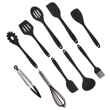 НАБОР КУХОННОЙ ПОСУДА, СИЛИКОН, ЧЕРНЫЙ, УМЫВНИК, ЛОЖКА, ШПАТКА, 10 ШТ.
