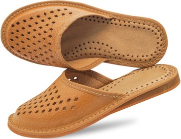 Kapcie damskie, Skórzane Pantofle Styl Gór buty