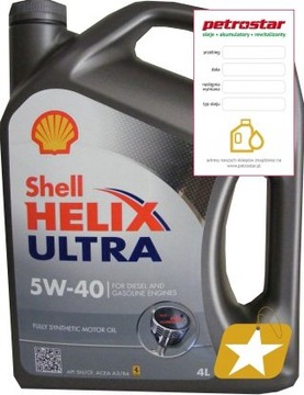 SHELL HELIX ULTRA 5W40 4L