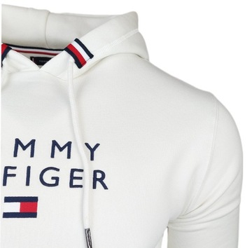 Tommy Hilfiger Bluza męska Bluza z kapturem Bluza kangurka IVORY r. XL