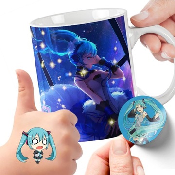 ZESTAW NA PREZENT KUBEK DLA DZIECI TATUAŻE NAKLEJKI HATSUNE MIKU JAKOŚĆ