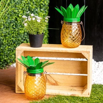 СОЛНЕЧНАЯ ЛАМПА САДОВАЯ БАНКА АНАНАС СТЕКЛЯННАЯ LED