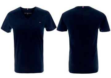 TOMMY HILFIGER KOSZULKA T-SHIRT V-NECK NAVY r. XS